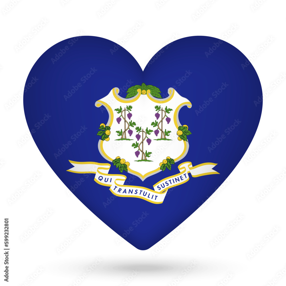 Connecticut flag in heart shape. Vector illustration. Connecticut flag in heart shape. Vector illustration.