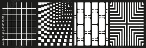 Brutalist abstract geometric shapes background template. Brutal contemporary geometrical figure. Modern minimal monochrome print swiss design aesthetic. Vector illustration set