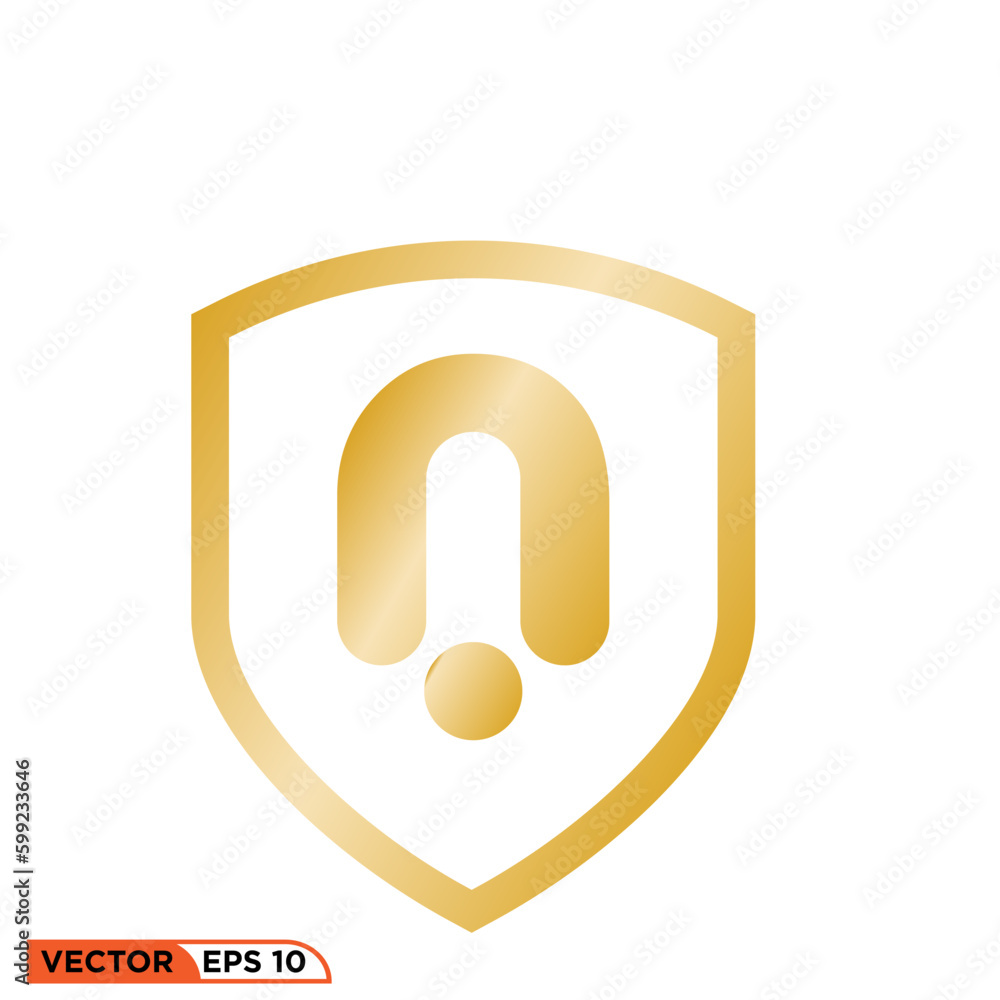 Icon vector graphic of letter N logo shield gold Icon vector graphic of letter N logo shield gold