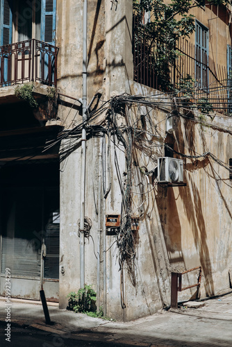 Close up of old facades in the Achrafieh district in Beirut photo