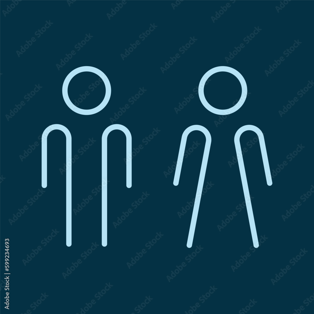 All gender restroom sign. Toilet line icon, linear style vector pictogram. WC gender symbol. All gender restroom sign. Toilet line icon, linear style vector pictogram. WC gender symbol.