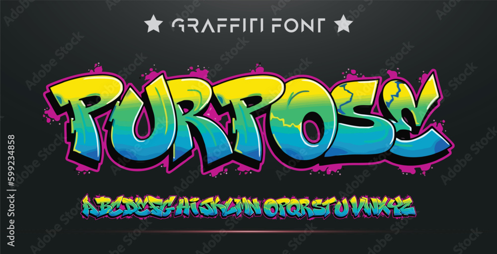 PURPOSE Graffiti font text style effect Graffiti text style theme