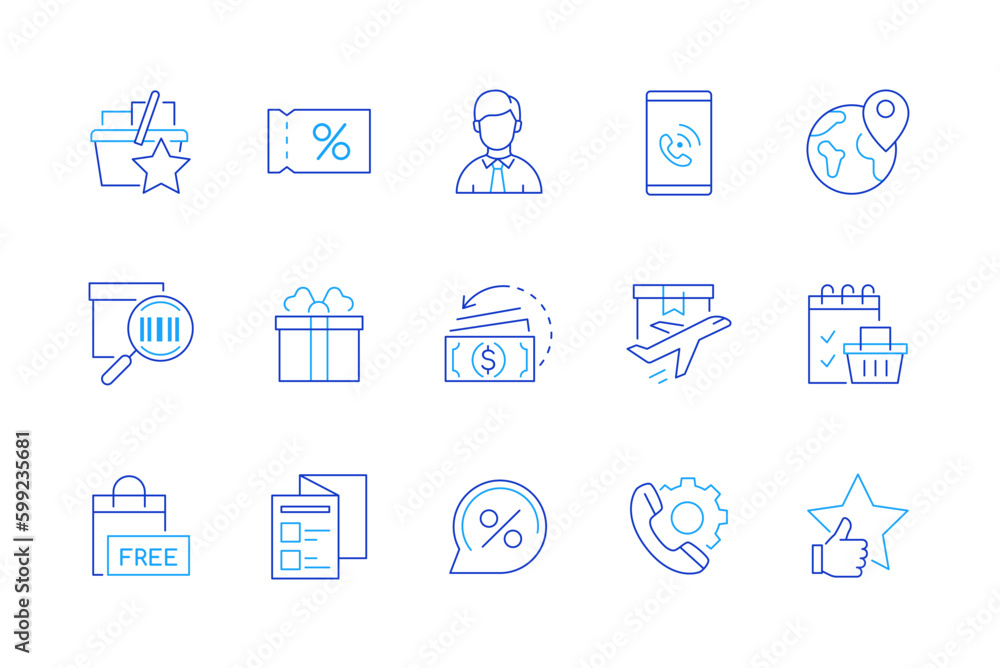 Purchases of goods - set of modern line design style icons Purchases of goods - set of modern line design style icons