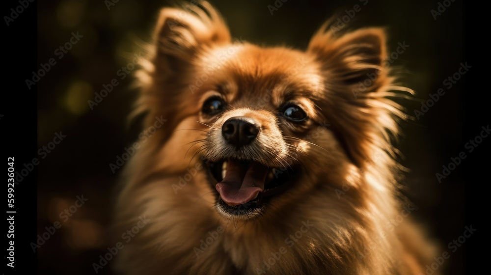 smiling pomeranian dog portrait, generative AI smiling pomeranian dog portrait, generative AI