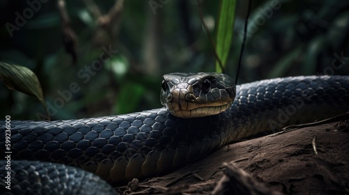 Vivid Snake Close-Up: Striking Detail (AI Generated) Generative AI