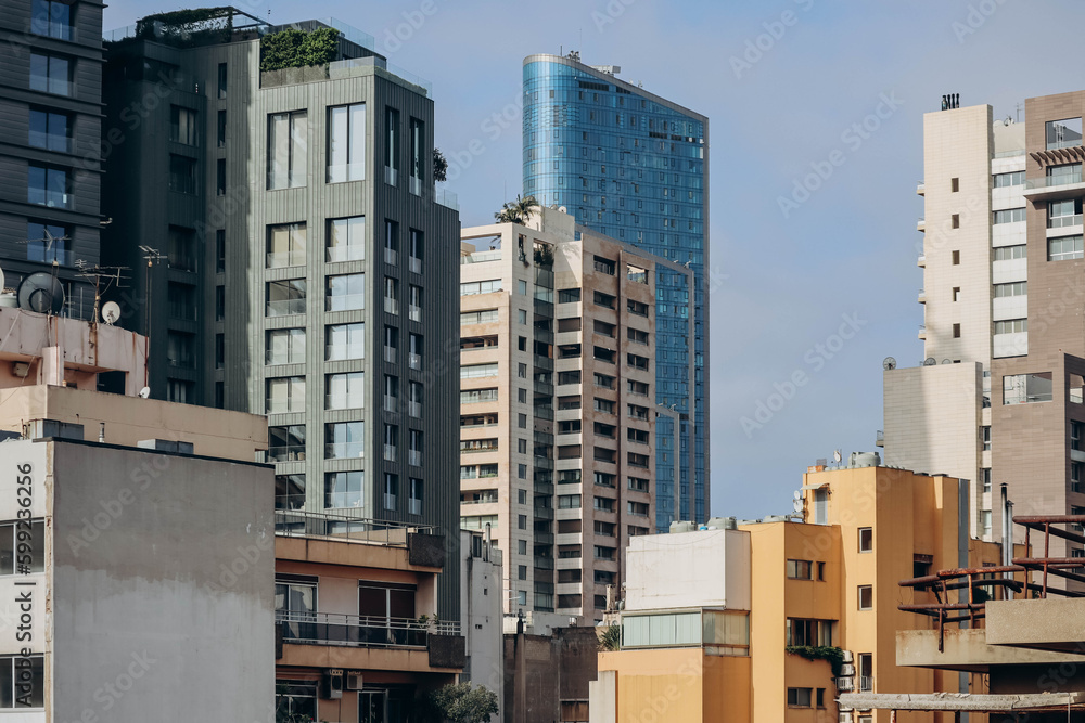 View of the skyscrapers of Beirut in the Achrafieh area View of the skyscrapers of Beirut in the Achrafieh area