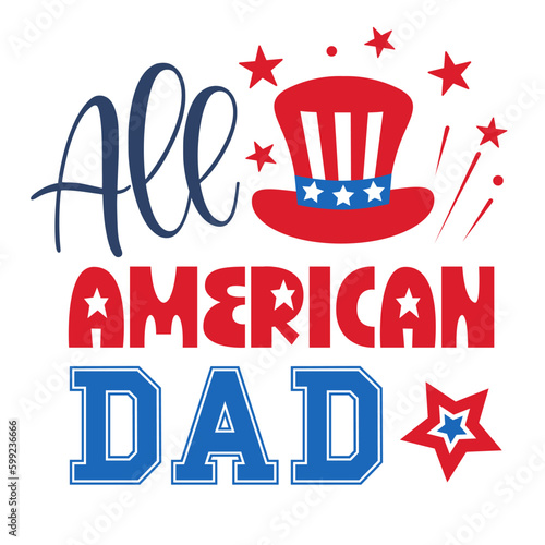 4th of July Patriotic lettering for greeting card design, romantic illustration. Festive decoration. Vector illustration