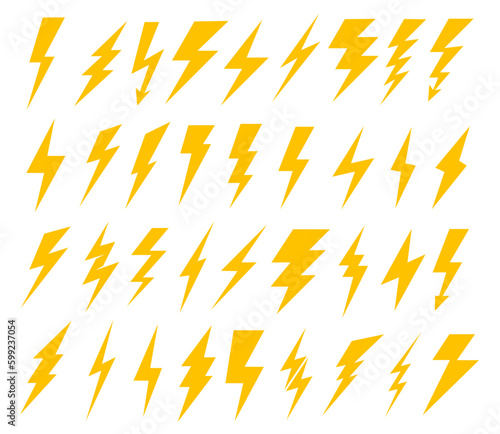 set of simple lightning doodle, lightning bolt Vol. 2