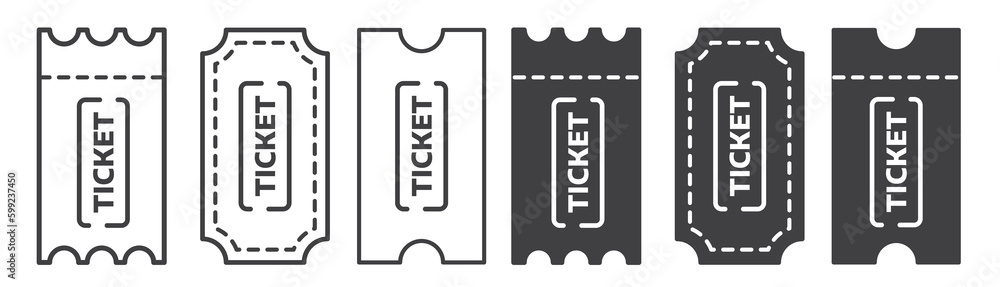 Set of Ticket icon vector. Airline ticket vector. cinema ticket icon. Stock vector