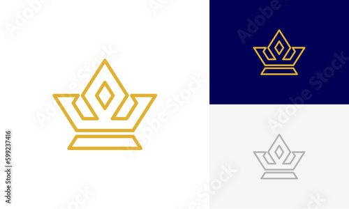 simple crown monoline logo design vector