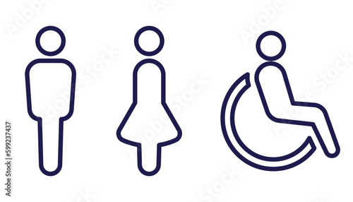 All gender restroom sign. Toilet line icon, linear style vector pictogram. WC gender symbol.