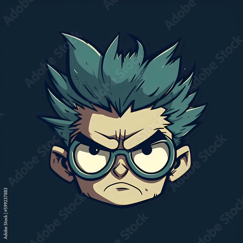 face with glasses eport, simplistic mascot logo, cartoon, style, esport, ai