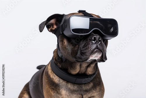 A dog wearing a vr headset with generative ai  © elchinarts