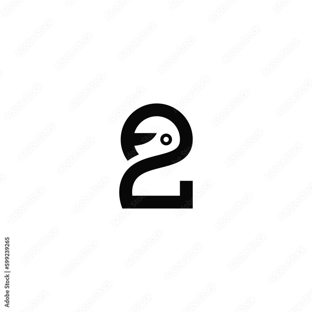 Number 2 and racer helmet logo design combination. Number 2 and racer helmet logo design combination.