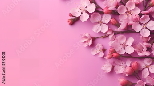 Pink Flowers on Pink Background  Image Ai Generated