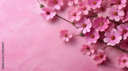 Pink Flowers on Pink Background, Image Ai Generated © Zemon