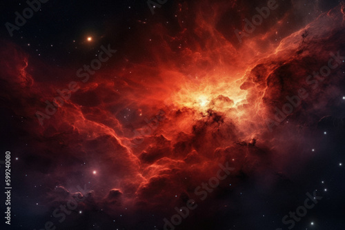 Outer space nebula red sky formation