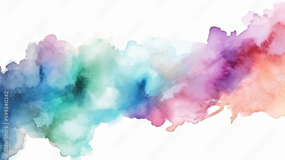 Watercolor pastel smudge on pure white background. Graphic design element for backgrounds and social media. Generative AI. 
