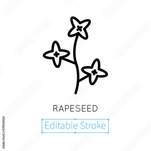 Rapeseed Icon. Editable vector stroke. Vector sign in simple style isolated on white background. Original size 64x64 pixels.