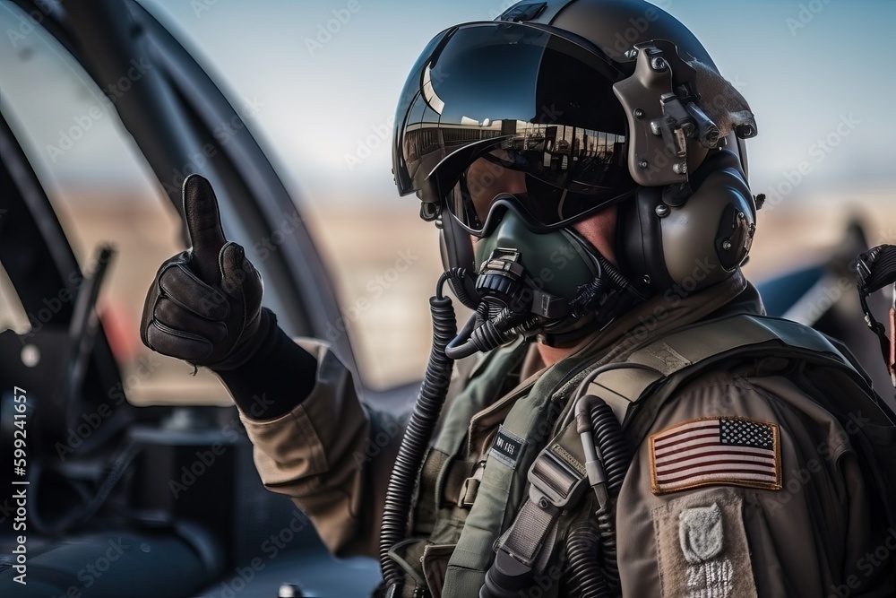 fighter plane pilot and fighter, military plane pilot, generative AI. fighter plane pilot and fighter, military plane pilot, generative AI.