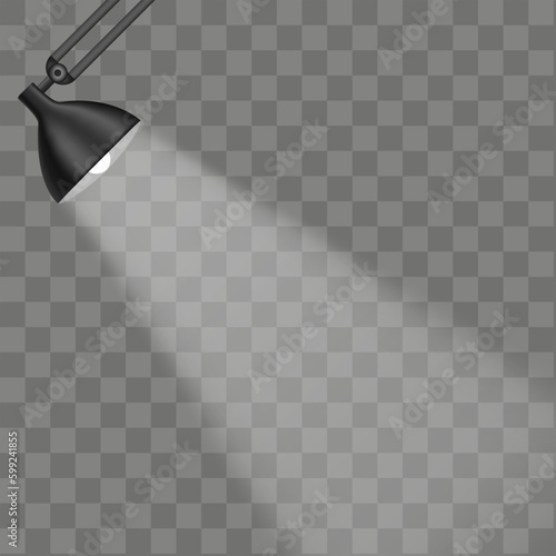 Cone lamp spotlights vector. Vector illustration of light effects, spotlights scene isolated on transparent background