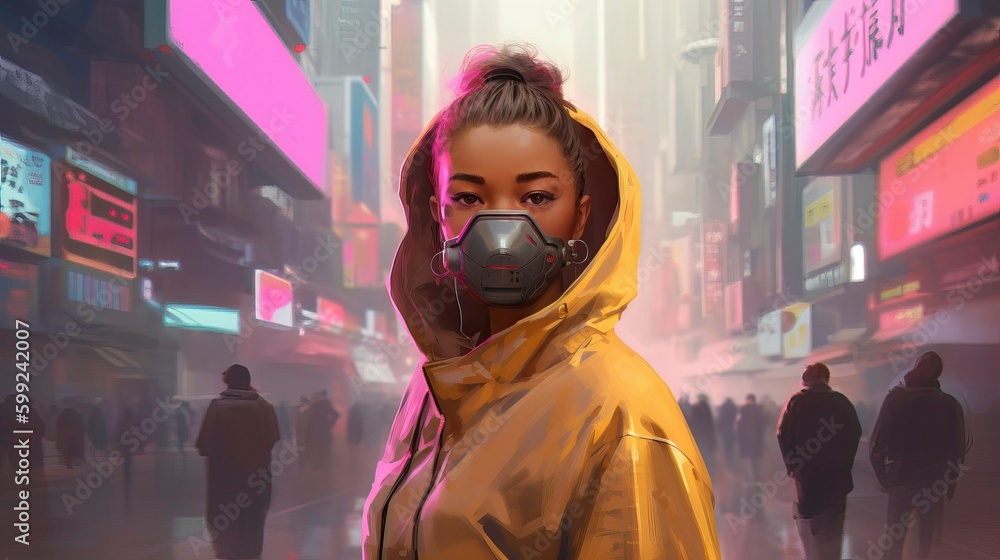 A cyberpunk girl, Generative AI A cyberpunk girl, Generative AI
