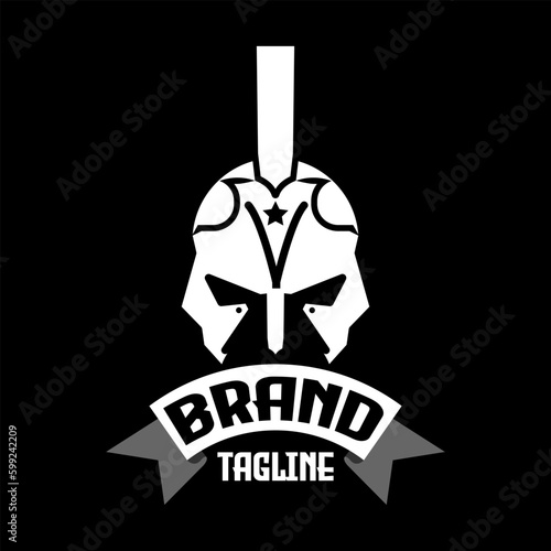 Simple spartan logo design. Creative spartan helmet emblem. Brave warrior symbol vector