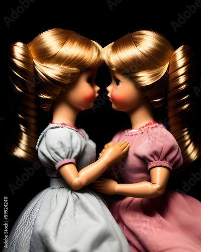 AI Digital Illustration Two Intimate Dolls