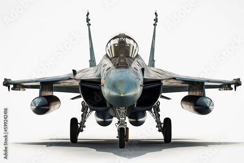 Fighter jet plane isolated on white background, generative AI.