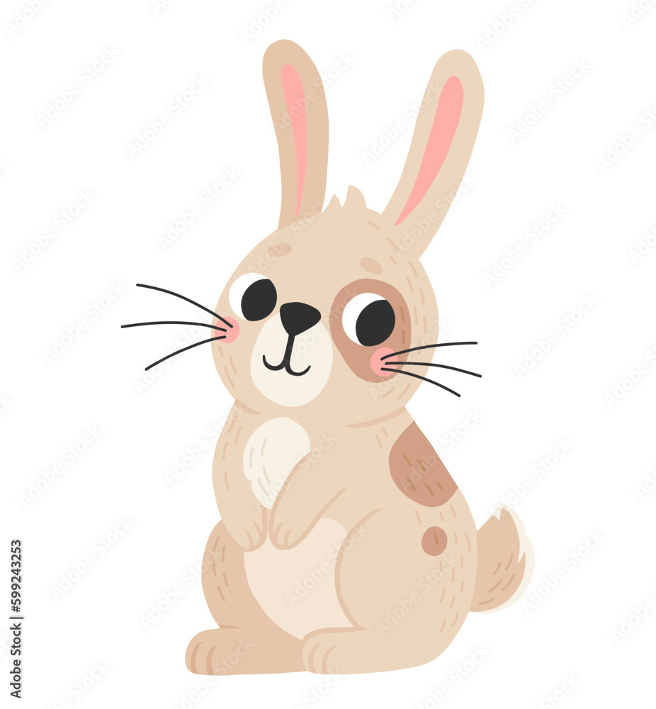 Icon of cute rabbit in cartoon style. Bunny pet silhouette. Hare and rabbit colorful illustration for childrens book, postcards and posters. Icon of cute rabbit in cartoon style. Bunny pet silhouette. Hare and rabbit colorful illustration for childrens book, postcards and posters.