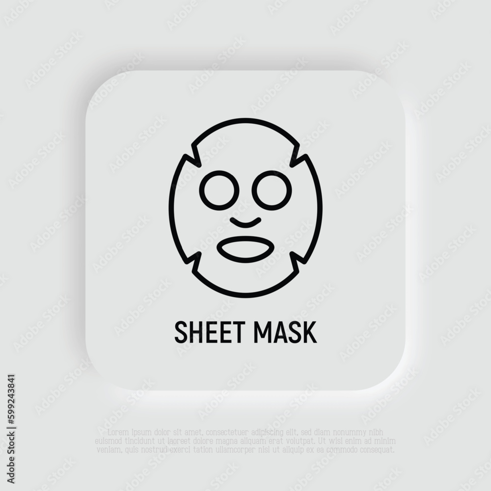 Facial sheet mask thin line icon. Modern vector illustration for beauty shop. Facial sheet mask thin line icon. Modern vector illustration for beauty shop.