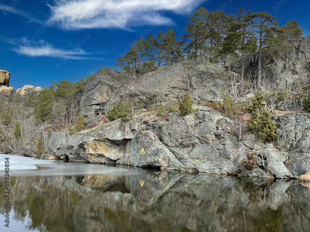Östergötland, Linköping, landscape, rocks, lake Östergötland, Linköping, landscape, rocks, lake