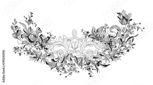 Floral frame. Lace vector illustration.