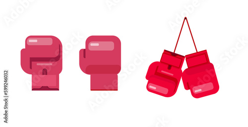 Boxing gloves icon vector set graphic illustration flat cartoon image clipart isolated