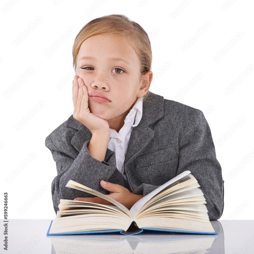 When is class finished. Adorable young girl sitting and looking bored. When is class finished. Adorable young girl sitting and looking bored.