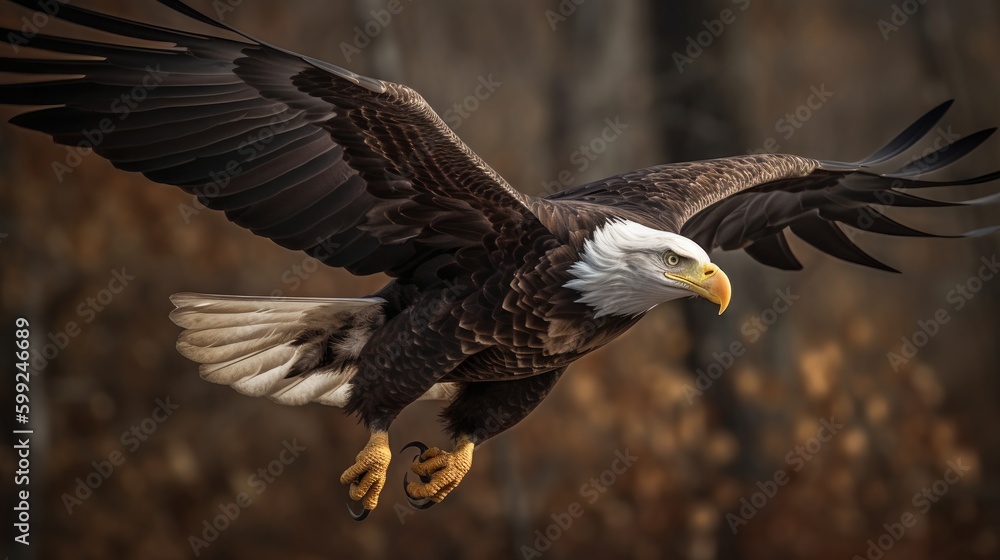 Obraz premium Stunning Eagle in Nature Scene: AI Generated
