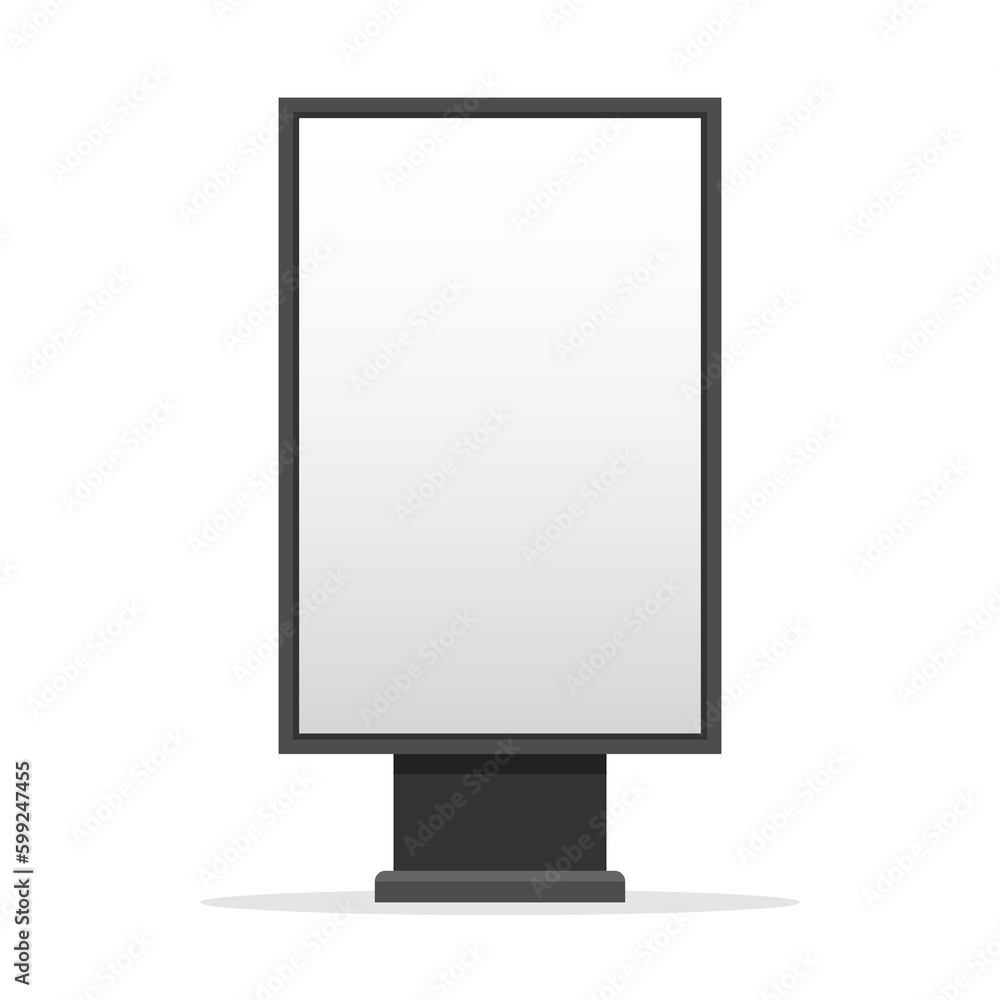 Street lightbox display isolated on white background. Billboard blank. City outdoor blank banner for advertise media. Outdoor advertising poster template. Empty bill board for ad media. Vector Street lightbox display isolated on white background. Billboard blank. City outdoor blank banner for advertise media. Outdoor advertising poster template. Empty bill board for ad media. Vector