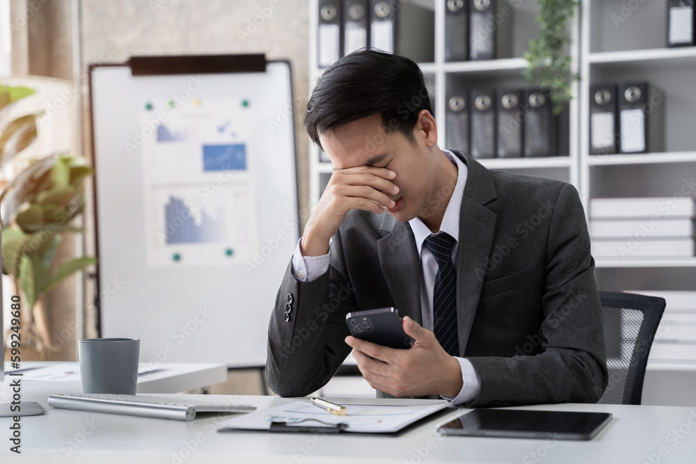 Working business man are under stress from working. Working business man are under stress from working.