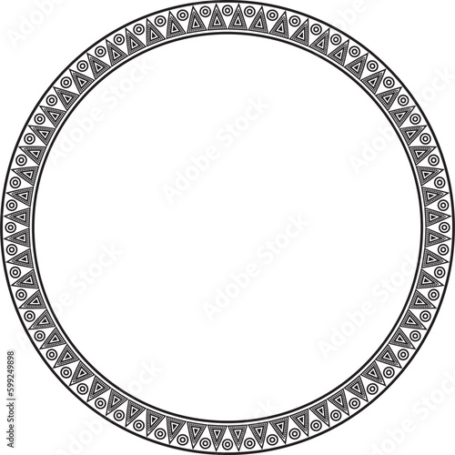 Vector round Indian patterns. National circle ornaments, borders, frames. monochrome decorations of the peoples of South America, Maya, Inca, Aztecs. Print for fabric, paper, textile..