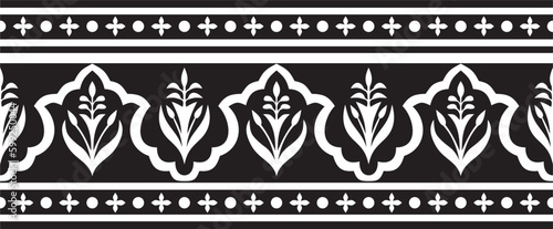 Vector seamless national monochrome black ornament of ancient Persia. Iranian ethnic endless border, frame..