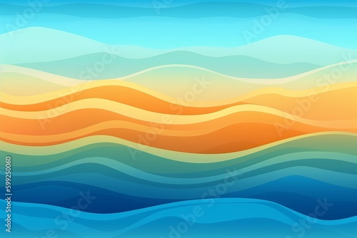 Water surface, Wave of the ocean on the sandy beach, Nature background, Modern screen design for mobile app and web, Summer vector illustration