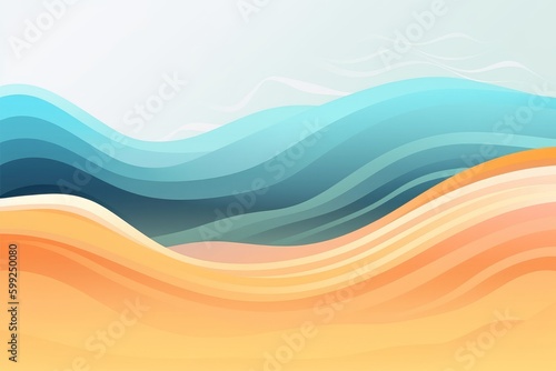 Water surface, Wave of the ocean on the sandy beach, Nature background, Modern screen design for mobile app and web, Summer vector illustration