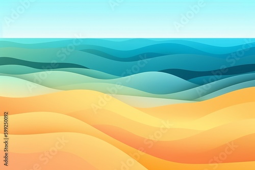 Water surface, Wave of the ocean on the sandy beach, Nature background, Modern screen design for mobile app and web, Summer vector illustration