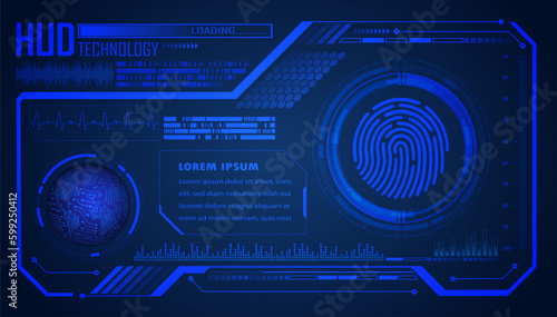 hud Padlock fingerprint cyber security background.
