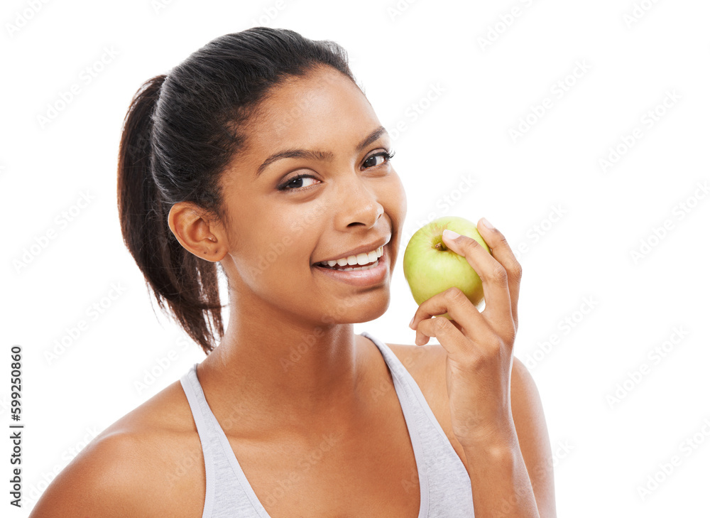 Enjoying a healthy snack. A gorgeous young woman in sportswear eating an apple. Enjoying a healthy snack. A gorgeous young woman in sportswear eating an apple.