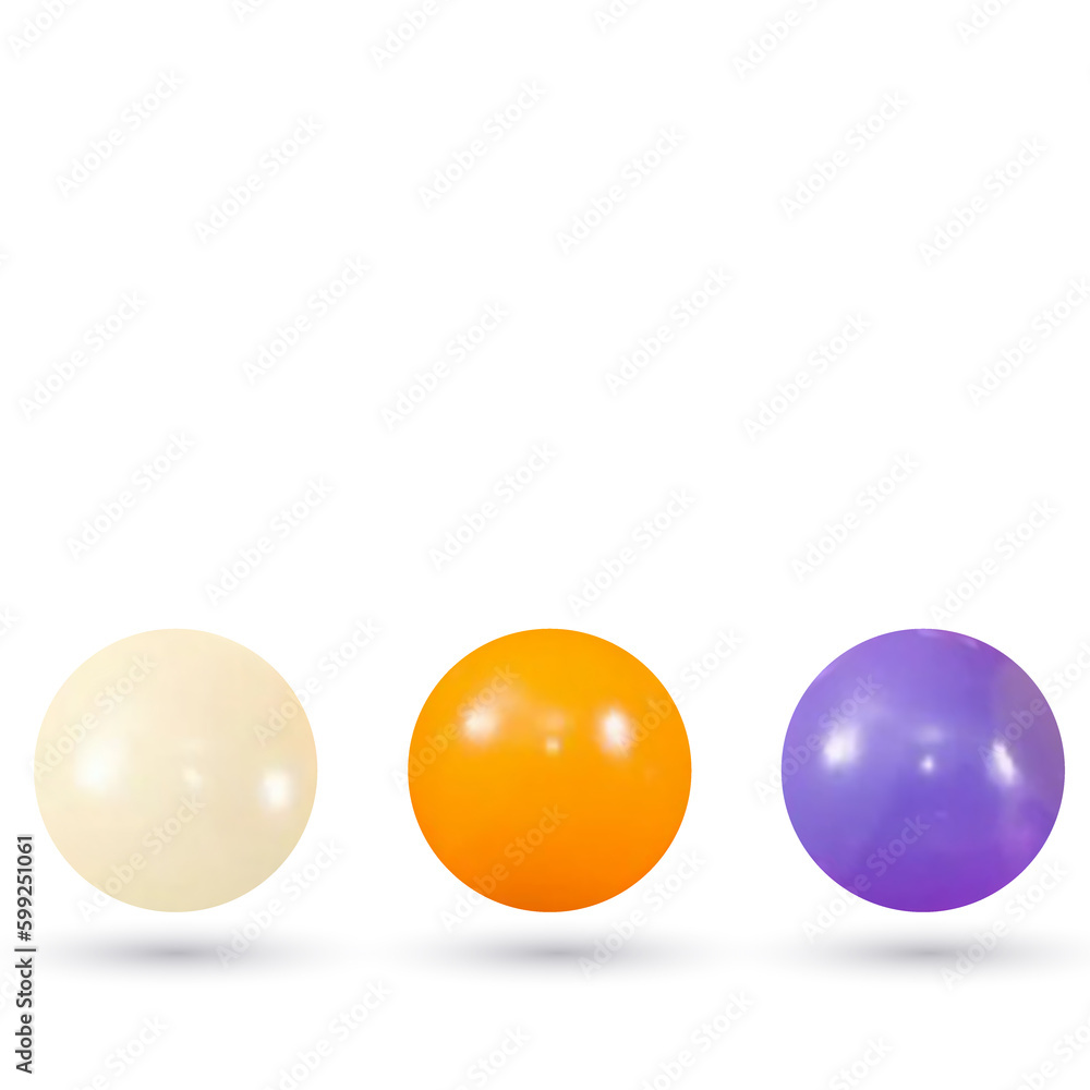 Set of glossy colored balls on a gray background. eps 10