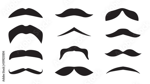 Black silhouettes mustaches set. vector illustration