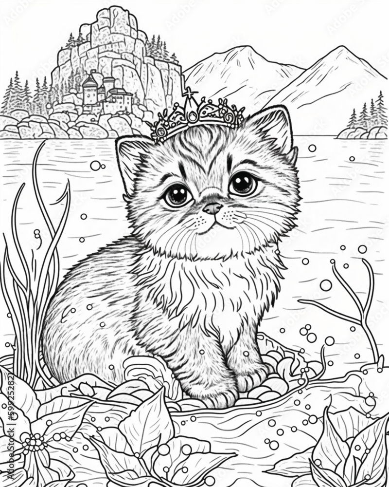 Cat coloring page ,eps file Stock Vector | Adobe Stock