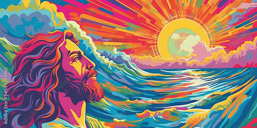 Jesus crossing the sea psychedelic wallpaper Jesus crossing the sea psychedelic wallpaper