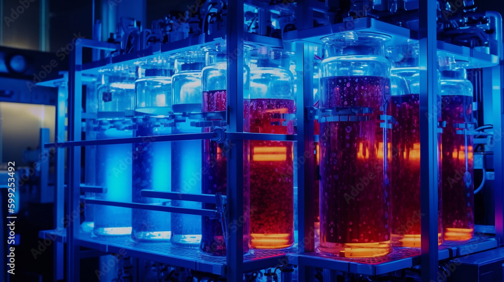 Large-Scale Bioreactor System for Industrial Production of Biologicals. Generative AI.